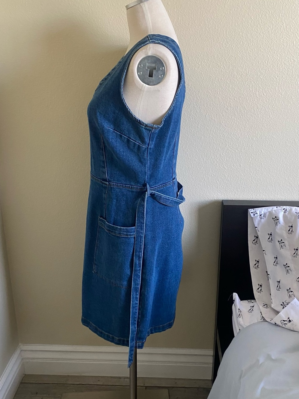 Target Blue V-Neck Denim Apron Dress - Picture 2 of 4
